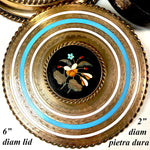 Superb Complete Italian Grand Tour Scent Caddy, 4 Perfume Bottles, Heavy Bronze w Pietra Dura