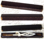 Antique Victorian Era Carved Mother of Pearl Dip Pen, Deer or Stag Figure, 14k Gold Nib