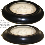 Fine Antique Hand Finished Chalk or Gypsum Catholic Icon, Sculpture in Oval Bombe Glass Frame