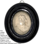 Fine Antique Hand Finished Chalk or Gypsum Catholic Icon, Christ Bust in Oval Bombe Glass Frame
