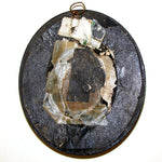 Fine Antique Hand Finished Chalk or Gypsum Catholic Icon, Christ Bust in Oval Bombe Glass Frame