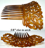 Hand Carved Antique Blond Tortoise Shell Tiara #5, Ornamental Comb, Mantilla, Napoléon III French