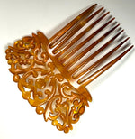 Hand Carved Antique Blond Tortoise Shell Tiara #5, Ornamental Comb, Mantilla, Napoléon III French