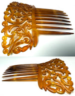 Hand Carved Antique Blond Tortoise Shell Tiara #5, Ornamental Comb, Mantilla, Napoléon III French