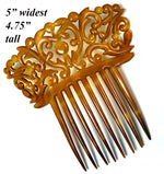 Hand Carved Antique Blond Tortoise Shell Tiara #5, Ornamental Comb, Mantilla, Napoléon III French