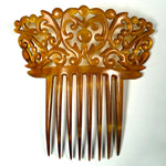 Hand Carved Antique Blond Tortoise Shell Tiara #5, Ornamental Comb, Mantilla, Napoléon III French