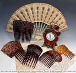 Hand Carved Antique Blond Tortoise Shell Tiara #5, Ornamental Comb, Mantilla, Napoléon III French