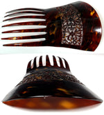 Hand Carved Antique Tortoise Shell Tiara #6, Ornamental Comb, Mantilla, Napoléon III French