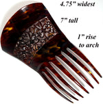 Hand Carved Antique Tortoise Shell Tiara #6, Ornamental Comb, Mantilla, Napoléon III French