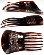 Hand Carved Antique Tortoise Shell Tiara #6, Ornamental Comb, Mantilla, Napoléon III French