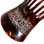 Hand Carved Antique Tortoise Shell Tiara #6, Ornamental Comb, Mantilla, Napoléon III French