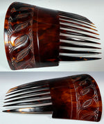 Hand Carved Antique Huge Tortoise Shell Tiara #7, Ornamental Comb, Mantilla, Napoléon III French