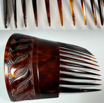 Hand Carved Antique Huge Tortoise Shell Tiara #7, Ornamental Comb, Mantilla, Napoléon III French