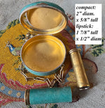 Antique c.1920s French Compact and Lipstick Holder Clad in Fine Shagreen, Galuchat, Durand?