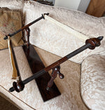 Fine Antique 24" Lathe Turned French Tabletop or Lap Top Embroidery or Needlework Frame, Stand, Stretcher