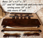 Fine Antique 24" Lathe Turned French Tabletop or Lap Top Embroidery or Needlework Frame, Stand, Stretcher