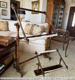 Fine Antique 24" Lathe Turned French Tabletop or Lap Top Embroidery or Needlework Frame, Stand, Stretcher