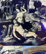 French Napoleon III Grisaille Kiln-fired Enamel Plaque on Convex Copper, circa 1865–1880 Limoges