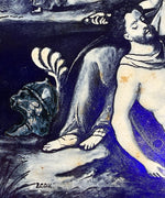 French Napoleon III Grisaille Kiln-fired Enamel Plaque on Convex Copper, circa 1865–1880 Limoges