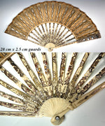 French Louis XVI / Directoire Ivory, Gold & Silver Foil Jeweled Fan with Convex Mirror Guards France, circa 1790–1805 V Rare