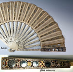 French Louis XVI / Directoire Ivory, Gold & Silver Foil Jeweled Fan with Convex Mirror Guards France, circa 1790–1805 V Rare