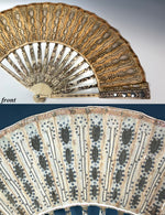 French Louis XVI / Directoire Ivory, Gold & Silver Foil Jeweled Fan with Convex Mirror Guards France, circa 1790–1805 V Rare