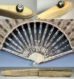 French Louis XVI / Directoire Ivory, Gold & Silver Foil Jeweled Fan with Convex Mirror Guards France, circa 1790–1805 V Rare