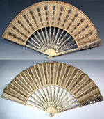 French Louis XVI / Directoire Ivory, Gold & Silver Foil Jeweled Fan with Convex Mirror Guards France, circa 1790–1805 V Rare
