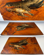 Large 1800s French Oil Painting on Board, Nature Morte, Still Life of Birds in Trompe-l'œil Artist Signed