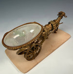 Antique French Palais Royal Pocket Watch Holder, Vide Poche, Opaline Egg Goat Cart, Carriage