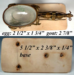 Antique French Palais Royal Pocket Watch Holder, Vide Poche, Opaline Egg Goat Cart, Carriage