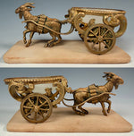Antique French Palais Royal Pocket Watch Holder, Vide Poche, Opaline Egg Goat Cart, Carriage