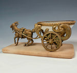 Antique French Palais Royal Pocket Watch Holder, Vide Poche, Opaline Egg Goat Cart, Carriage