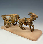 Antique French Palais Royal Pocket Watch Holder, Vide Poche, Opaline Egg Goat Cart, Carriage