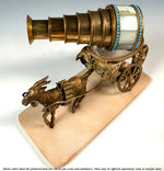 Antique French Palais Royal Pocket Watch Holder, Vide Poche, Opaline Egg Goat Cart, Carriage