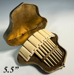 Fine Antique French Napoleon III Ivory Hinged Tiara Comb in Original Fitted Leather Case