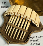 Fine Antique French Napoleon III Ivory Hinged Tiara Comb in Original Fitted Leather Case