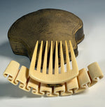 Fine Antique French Napoleon III Ivory Hinged Tiara Comb in Original Fitted Leather Case