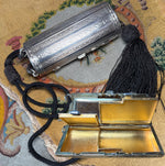 Stunning Little Austrian .900 Silver and 18k Gold Guilloche Art Deco Minaudière, Evening Purse