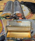 Stunning Little Austrian .900 Silver and 18k Gold Guilloche Art Deco Minaudière, Evening Purse
