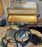 Stunning Little Austrian .900 Silver and 18k Gold Guilloche Art Deco Minaudière, Evening Purse