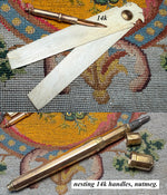 Exceedingly Rare French Louis XV 12k, 14k Gold & Diamond Gentleman's Vest Nécessaire, Nutmeg Grater