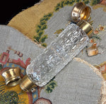 Rare Crown Shield Monogram French Double Lay Down Scent Flask, Sterling Silver 18k Gold Vermeil