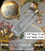 Rare Crown Shield Monogram French Double Lay Down Scent Flask, Sterling Silver 18k Gold Vermeil