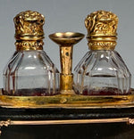 Elegant Antique French Scent Caddy, Nécessaire, 18k Stringing, 2 Perfume Bottles or Flasks and Funnel