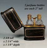 Elegant Antique French Scent Caddy, Nécessaire, 18k Stringing, 2 Perfume Bottles or Flasks and Funnel
