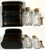 Elegant Antique French Scent Caddy, Nécessaire, 18k Stringing, 2 Perfume Bottles or Flasks and Funnel