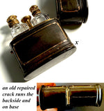 Elegant Antique French Scent Caddy, Nécessaire, 18k Stringing, 2 Perfume Bottles or Flasks and Funnel