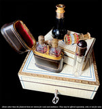 Elegant Antique French Scent Caddy, Nécessaire, 18k Stringing, 2 Perfume Bottles or Flasks and Funnel