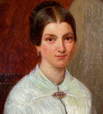 Very Fine Antique French Oil Painting Portrait of a Beautiful Young Woman, Gold Gesso on Wood Frame
